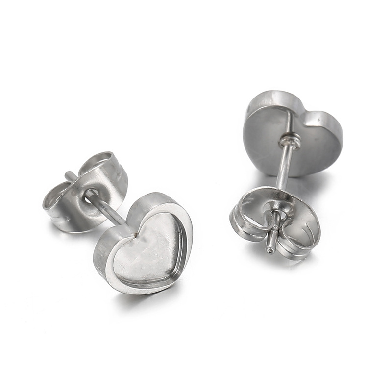 1 Pair Simple Style Heart Shape Stainless Steel Ear Studs display picture 6