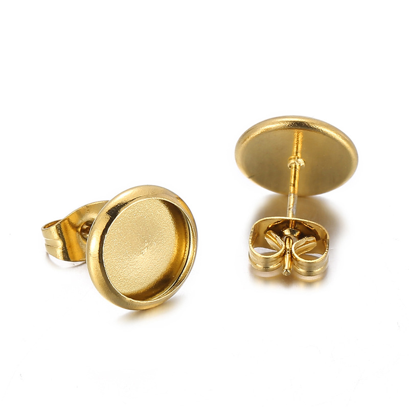 1 Pair Simple Style Round Plating Stainless Steel 18K Gold Plated Ear Studs display picture 6