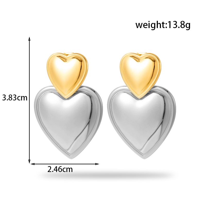 1 Pair Simple Style Korean Style Heart Shape Stainless Steel 18k Gold Plated Drop Earrings display picture 3