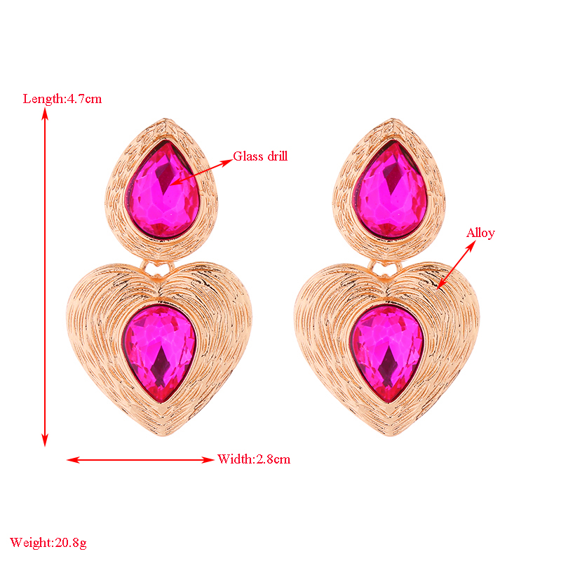 1 Par Elegante Estilo Simple Forma De Corazón Enchapado Embutido Aleación Vidrio Pendientes De Gota display picture 1