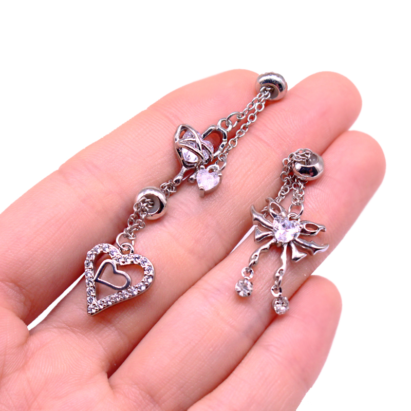 Cute Starry Sky Moon Heart Shape Stainless Steel Copper White Gold Plated Gold Plated Rhinestones Nipple Ring In Bulk display picture 9