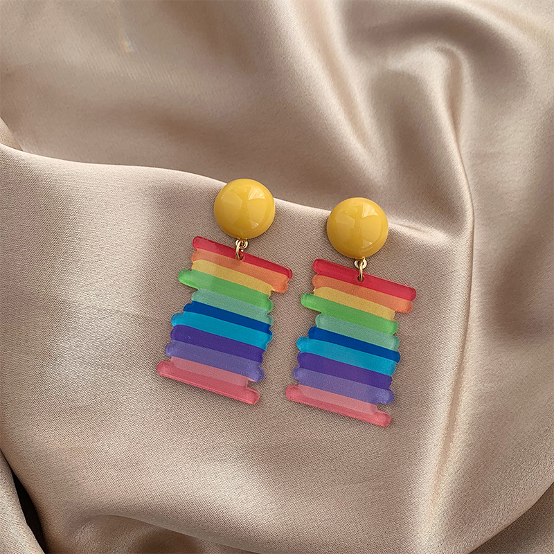 1 Pair Streetwear Rainbow Resin Drop Earrings display picture 5