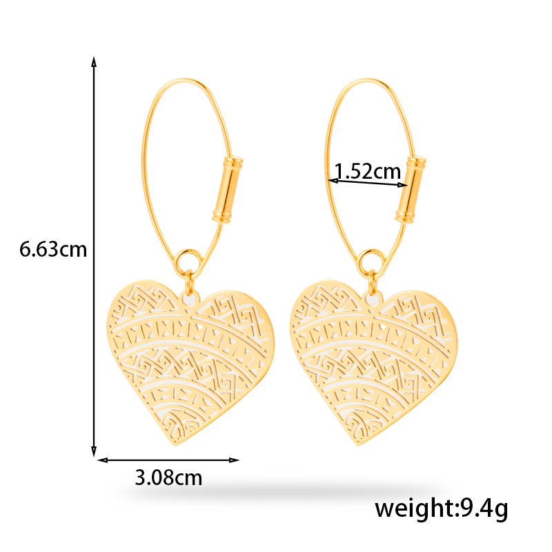1 Pair Vintage Style French Style Simple Style Cross Starfish Heart Shape Plating Stainless Steel 18k Gold Plated Drop Earrings Ear Studs display picture 4