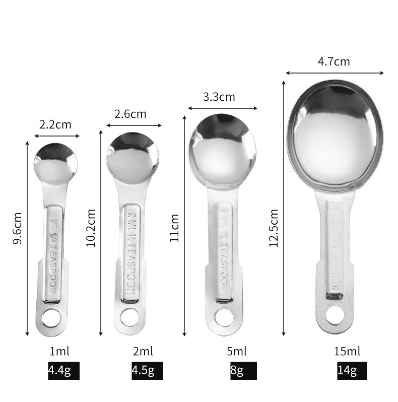 Casual Letter Stainless Steel Measuring Spoon 4 Pieces Set display picture 8
