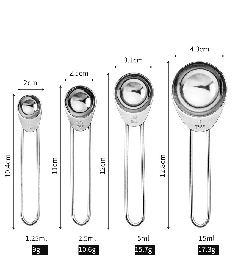 Casual Letter Stainless Steel Measuring Spoon 4 Pieces Set display picture 9