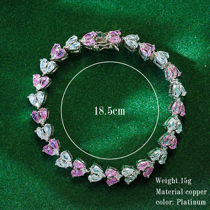 Élégant Forme De Cœur Le Cuivre Placage Incruster Strass Plaqué Platine Bracelets display picture 4