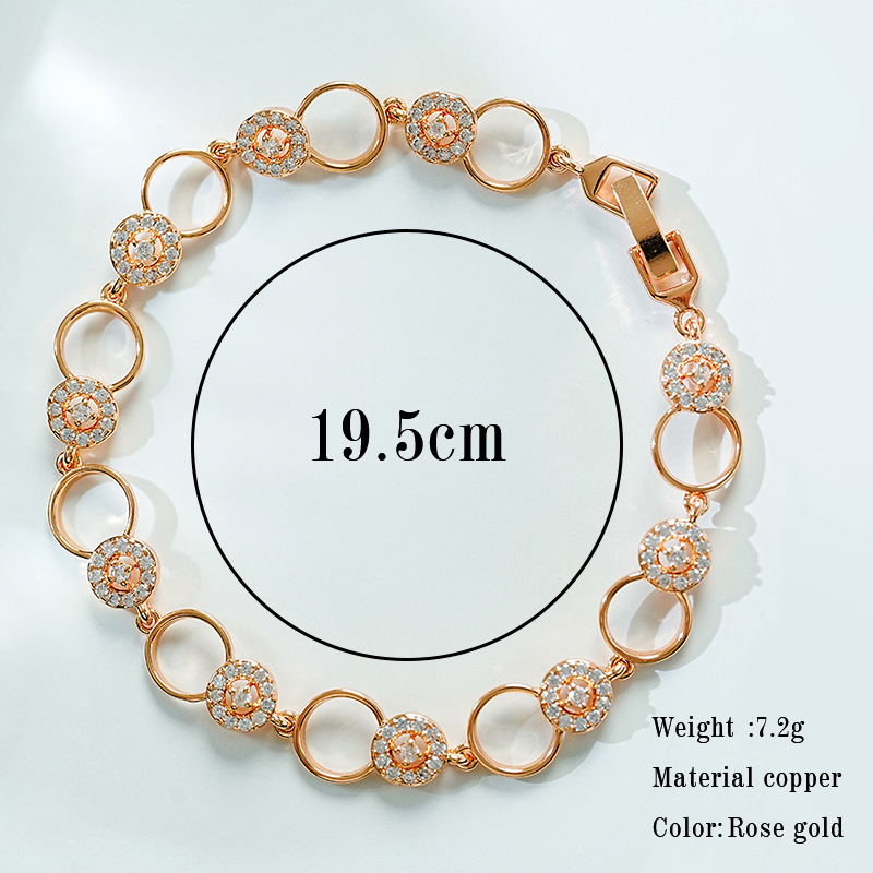 Elegant Vacation Sweet Solid Color Copper Hollow Out Inlay Zircon Rose Gold Plated Bracelets display picture 2