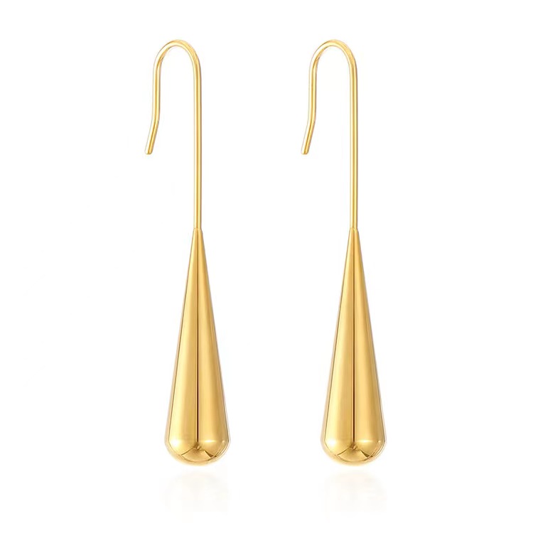 1 Pair Ig Style Elegant French Style Water Droplets Plating Stainless Steel 18k Gold Plated Ear Hook display picture 1