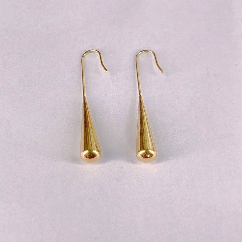 1 Pair Ig Style Elegant French Style Water Droplets Plating Stainless Steel 18k Gold Plated Ear Hook display picture 7