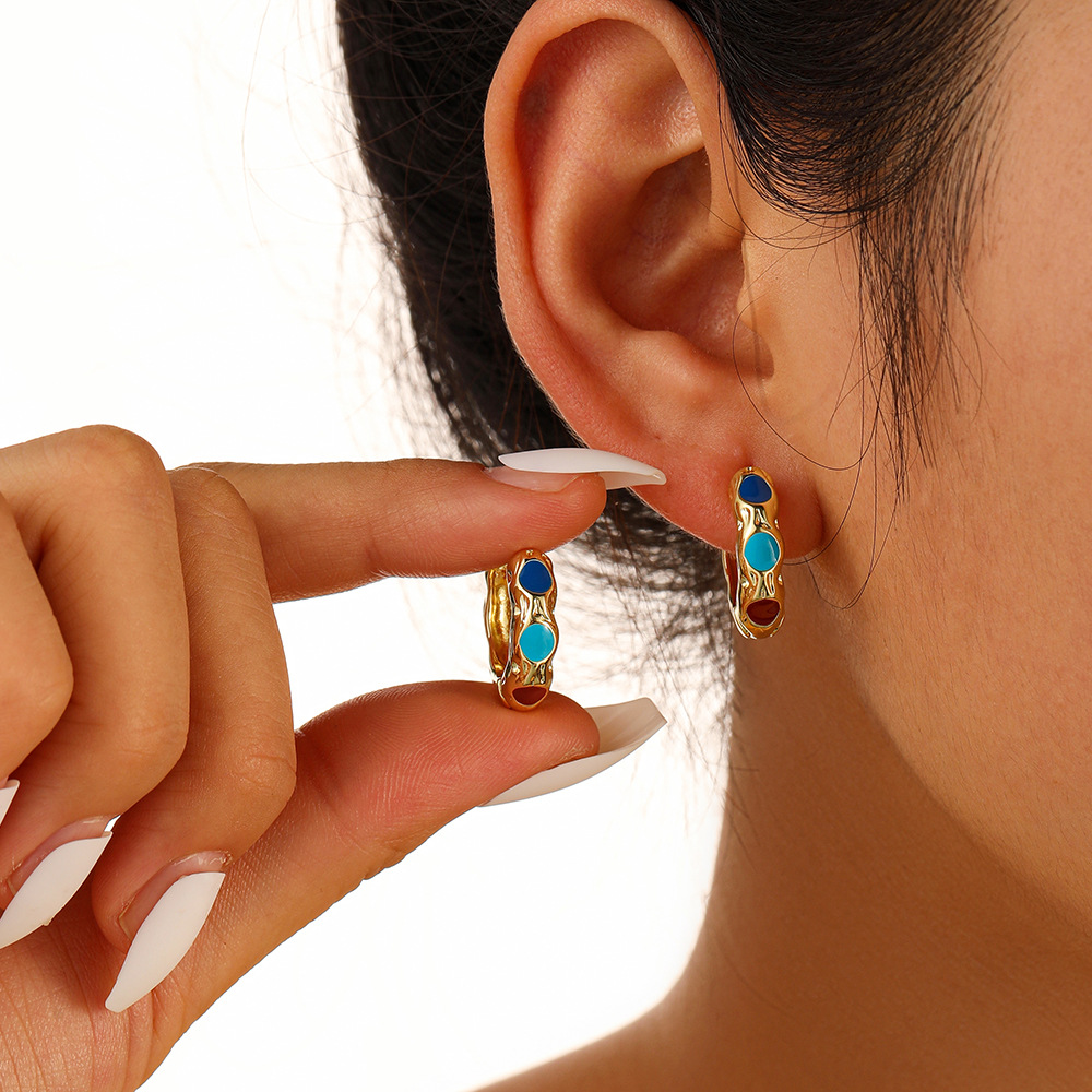 1 Pair Elegant Multicolor Enamel Plating Alloy Earrings display picture 2
