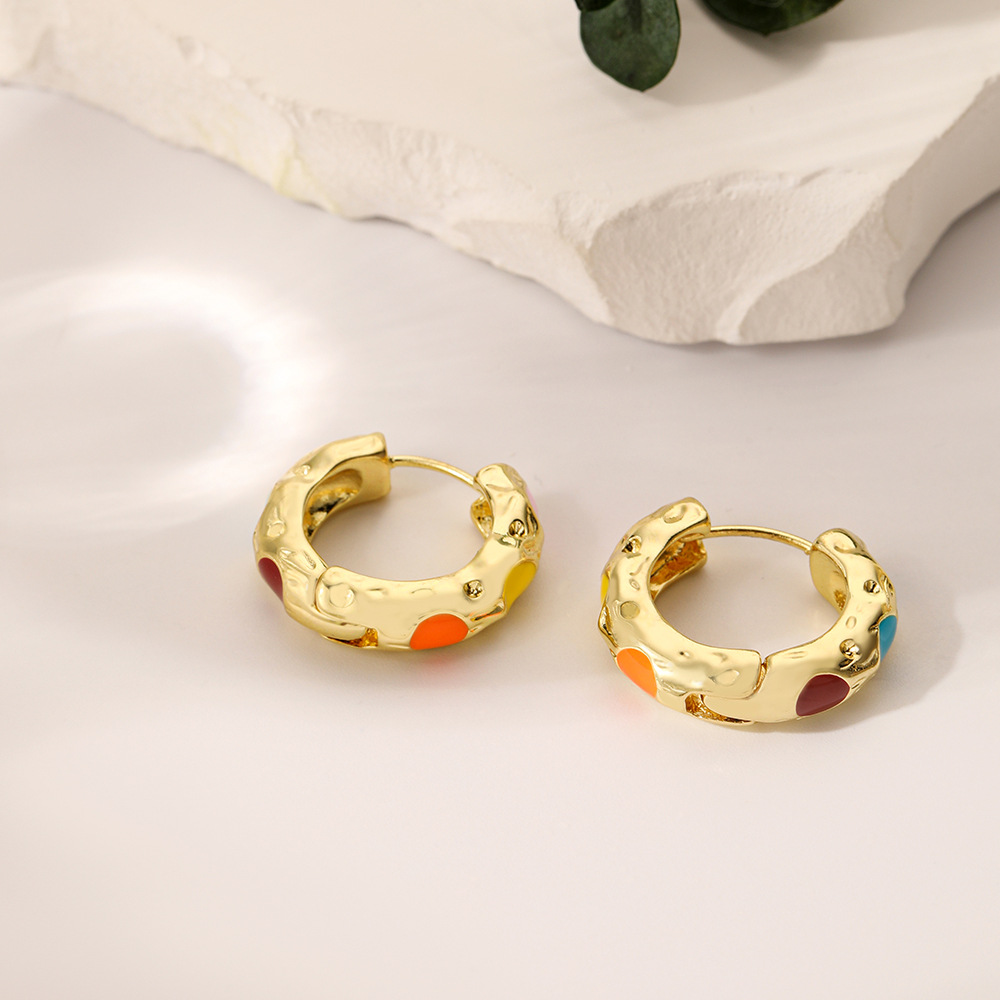 1 Pair Elegant Multicolor Enamel Plating Alloy Earrings display picture 3