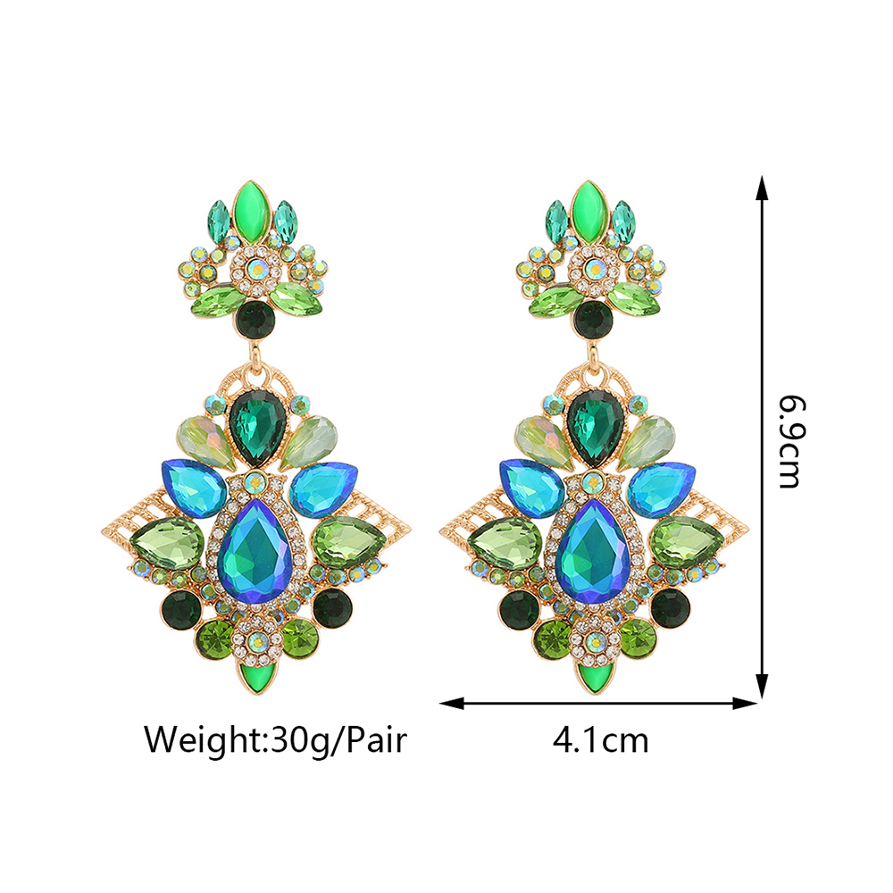 1 Pair Elegant Geometric Plating Inlay Zinc Alloy Glass Drop Earrings display picture 1