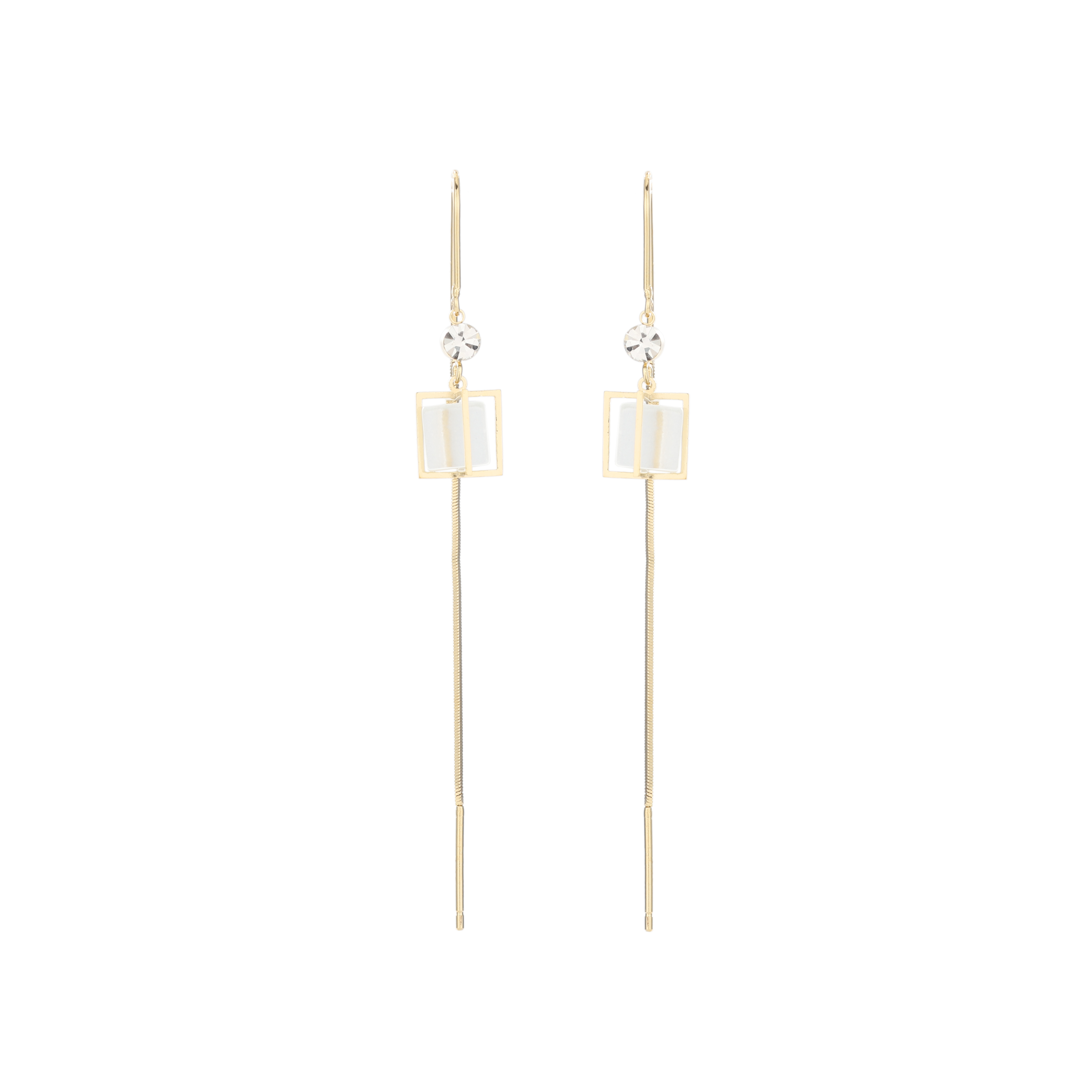 1 Pair Simple Style Color Block Inlay Copper Zircon Drop Earrings display picture 4