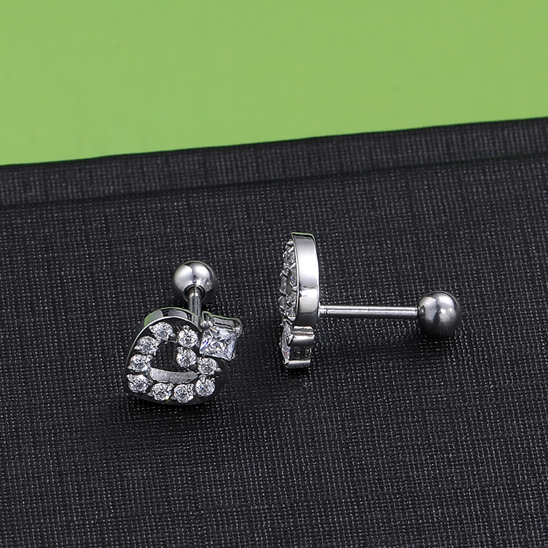1 Pair Simple Style Solid Color Inlay Stainless Steel Zircon Ear Studs display picture 1