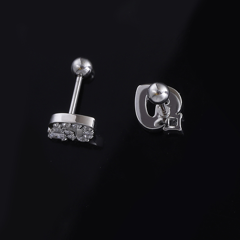 1 Pair Simple Style Solid Color Inlay Stainless Steel Zircon Ear Studs display picture 2