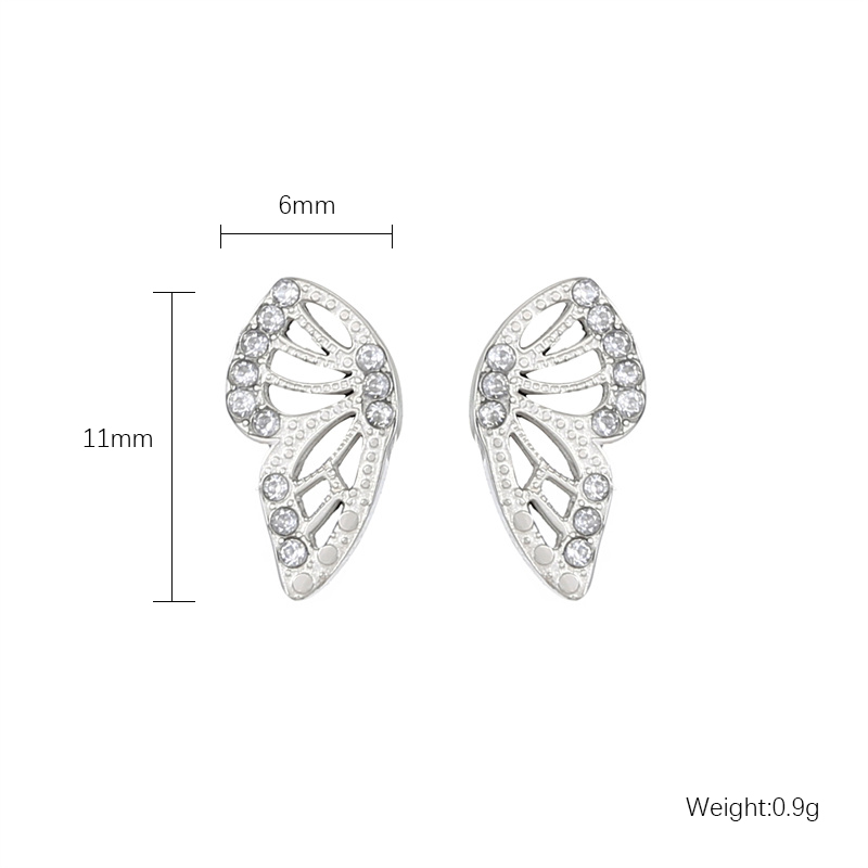 1 Pair Simple Style Classic Style Butterfly Inlay Stainless Steel Titanium Steel Zircon Ear Studs display picture 1