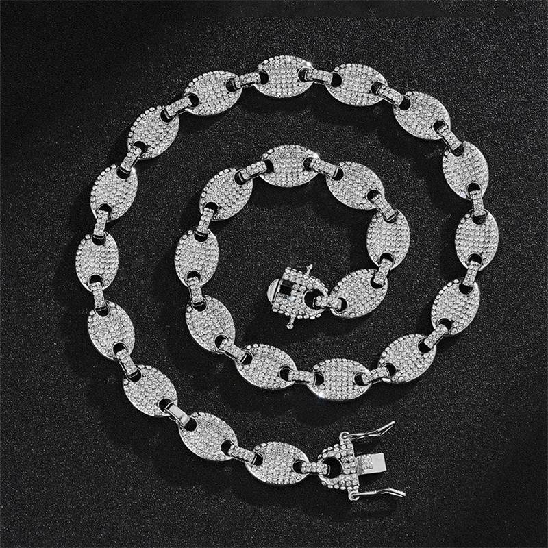 Hip Hop Geometrisch Legierung Strass Überzug Inlay Strasssteine Vergoldet Versilbert Unisex Armbänder Halskette display picture 10