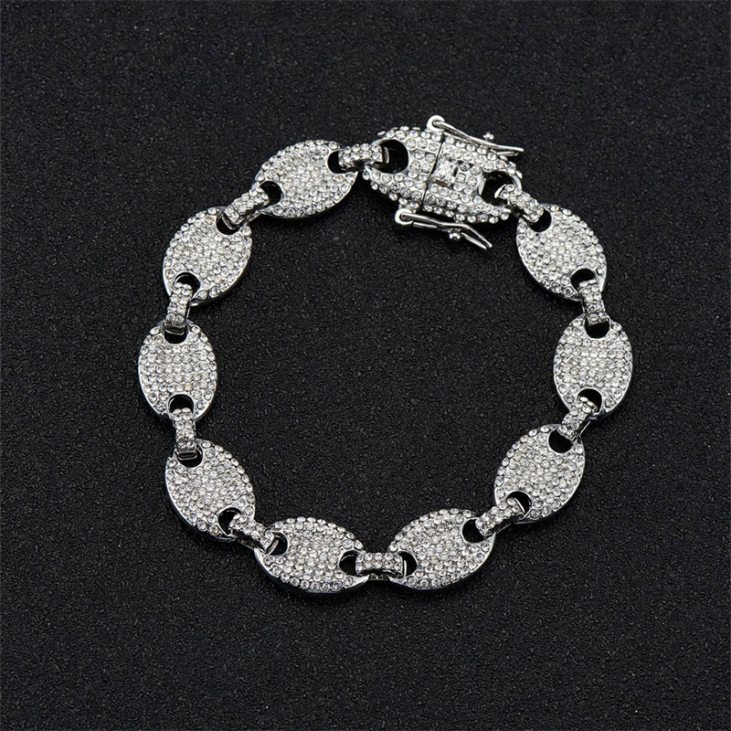 Hip Hop Geometrisch Legierung Strass Überzug Inlay Strasssteine Vergoldet Versilbert Unisex Armbänder Halskette display picture 13