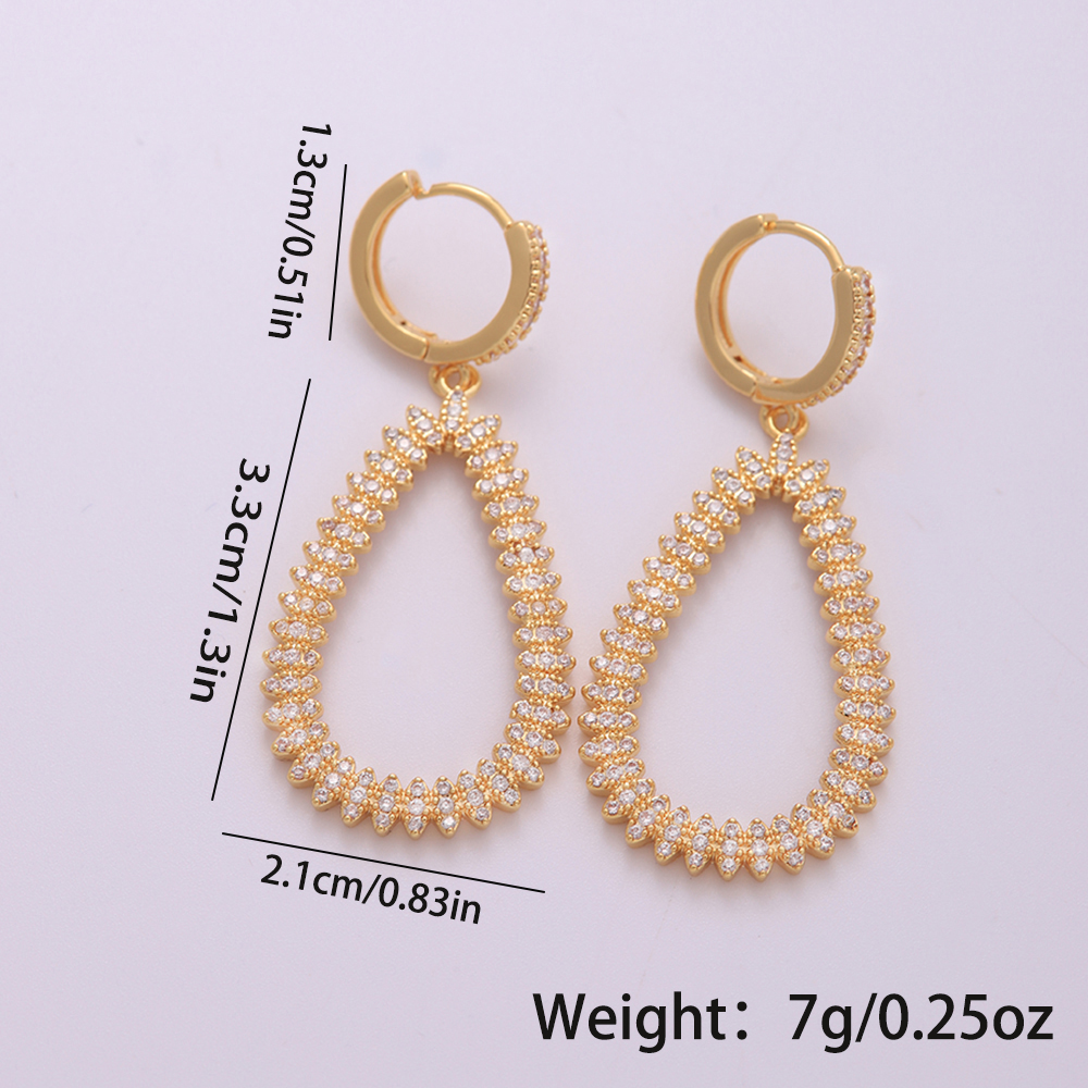 1 Pair Ig Style Water Droplets Plating Inlay Copper Zircon 18k Gold Plated Drop Earrings display picture 2