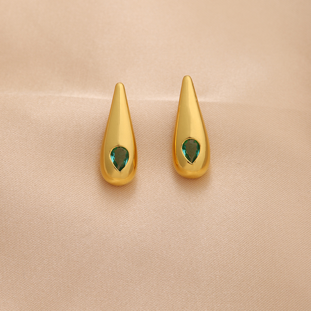 1 Pair Ig Style Water Droplets Plating Inlay Copper Zircon 18k Gold Plated Drop Earrings display picture 7