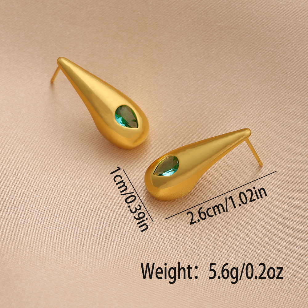 1 Pair Ig Style Water Droplets Plating Inlay Copper Zircon 18k Gold Plated Drop Earrings display picture 8