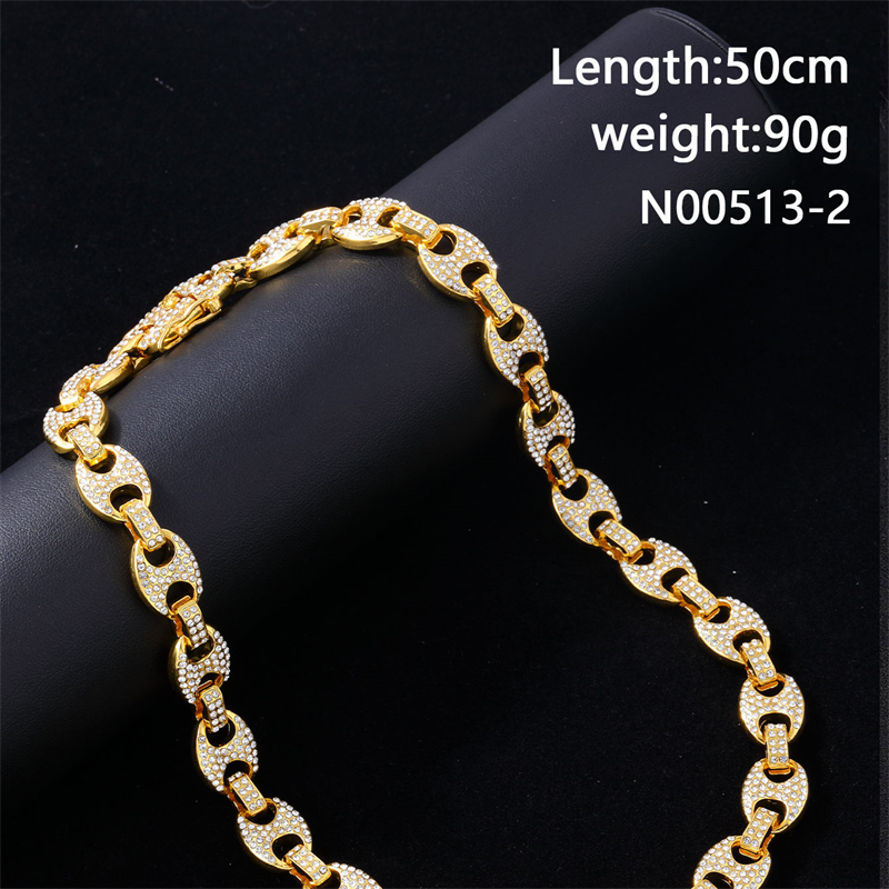 Hip-hop Geometric Alloy Rhinestone Plating Inlay Rhinestones Gold Plated Silver Plated Unisex Bracelets Necklace display picture 1