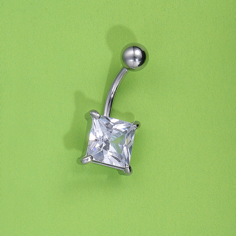 Simple Style Solid Color Stainless Steel Diamond Belly Ring In Bulk display picture 6