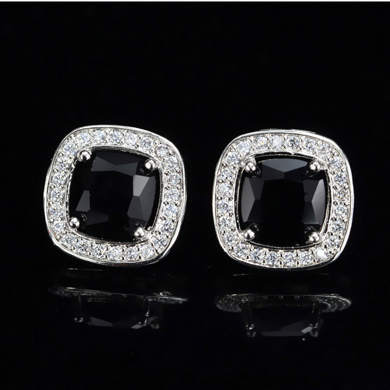 1 Pair Casual Elegant Square Plating Inlay Copper Zircon White Gold Plated Ear Studs display picture 8