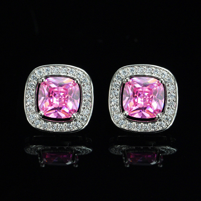 1 Pair Casual Elegant Square Plating Inlay Copper Zircon White Gold Plated Ear Studs display picture 9