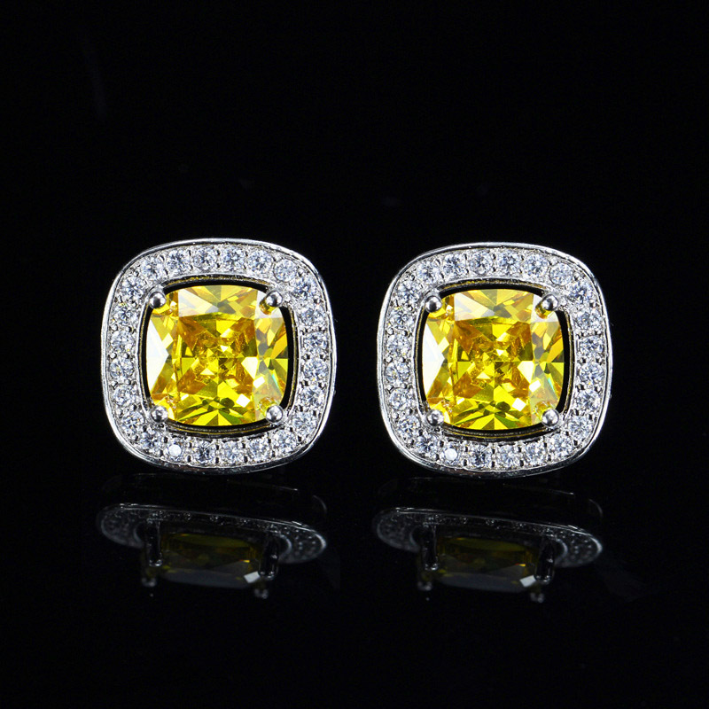 1 Pair Casual Elegant Square Plating Inlay Copper Zircon White Gold Plated Ear Studs display picture 4