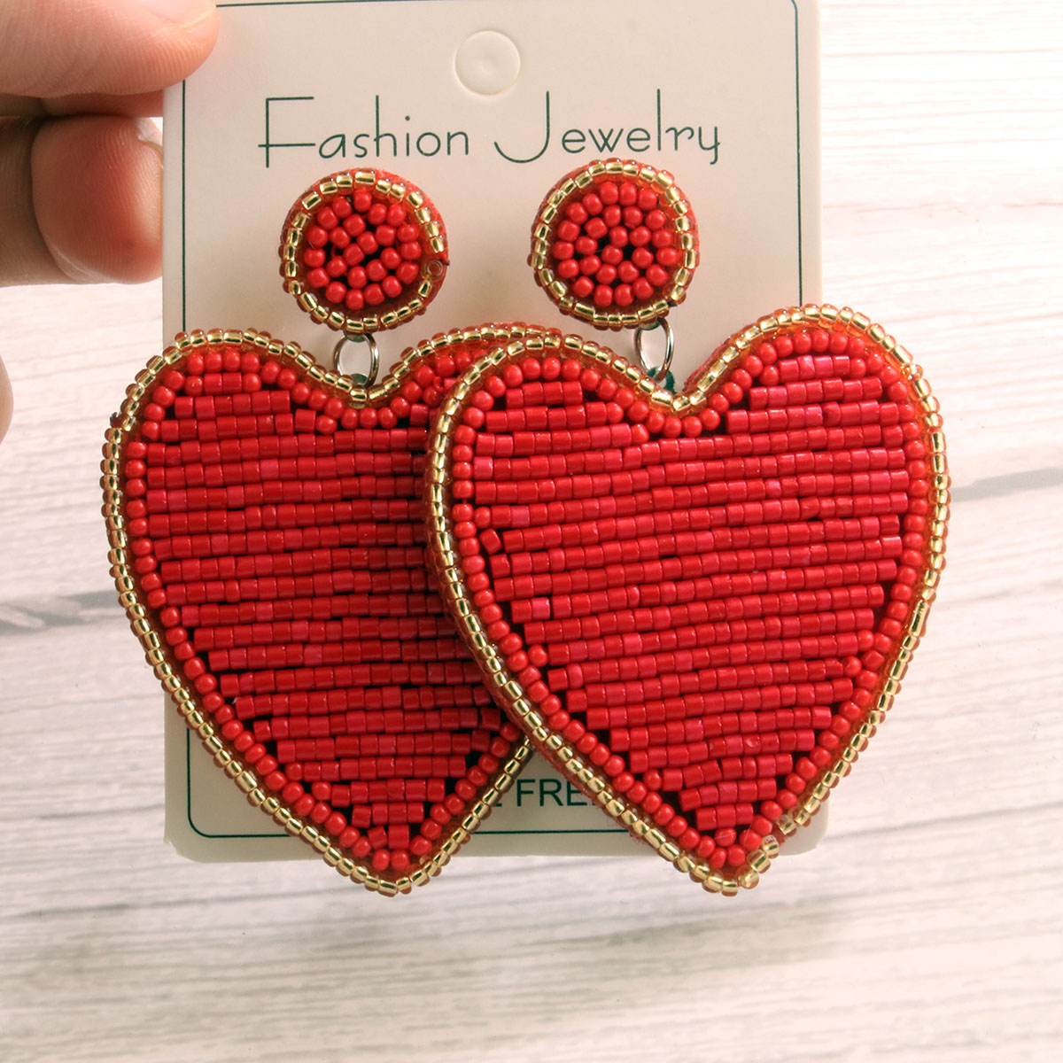 1 Pair Lady Heart Shape Stainless Steel Cloth Glass Drop Earrings display picture 6