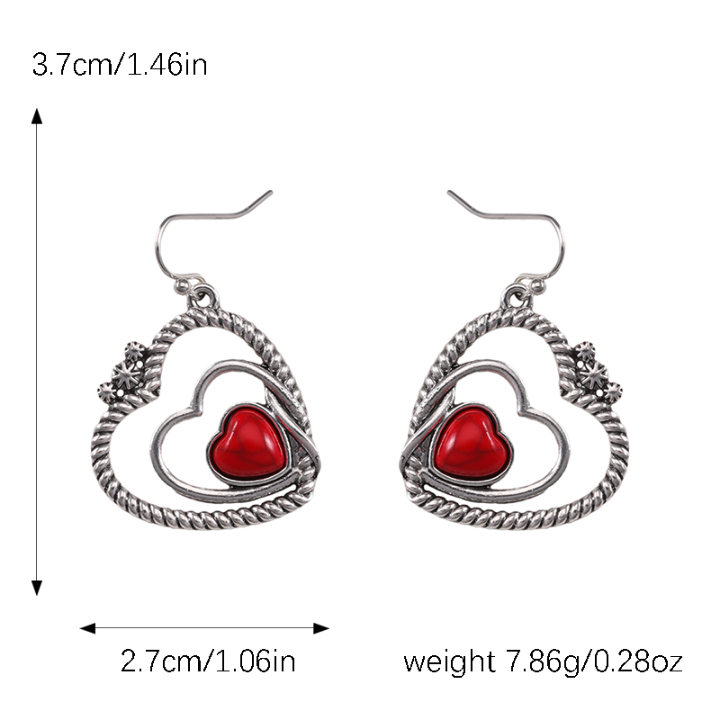 1 Pair Elegant Vintage Style Heart Shape Inlay Alloy Natural Stone Drop Earrings display picture 1