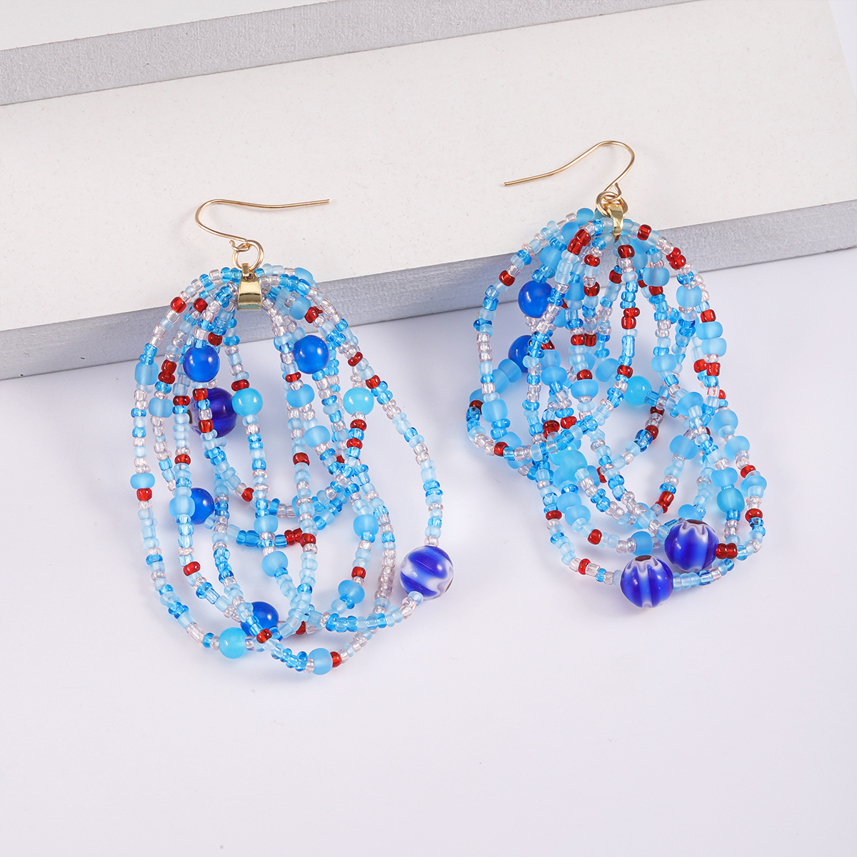 1 Pair Casual Hip-hop Geometric Beaded Handmade Plastic Wax Line Drop Earrings display picture 2