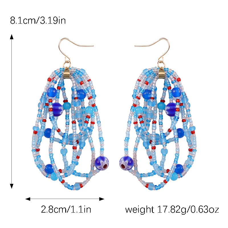 1 Pair Casual Hip-hop Geometric Beaded Handmade Plastic Wax Line Drop Earrings display picture 1