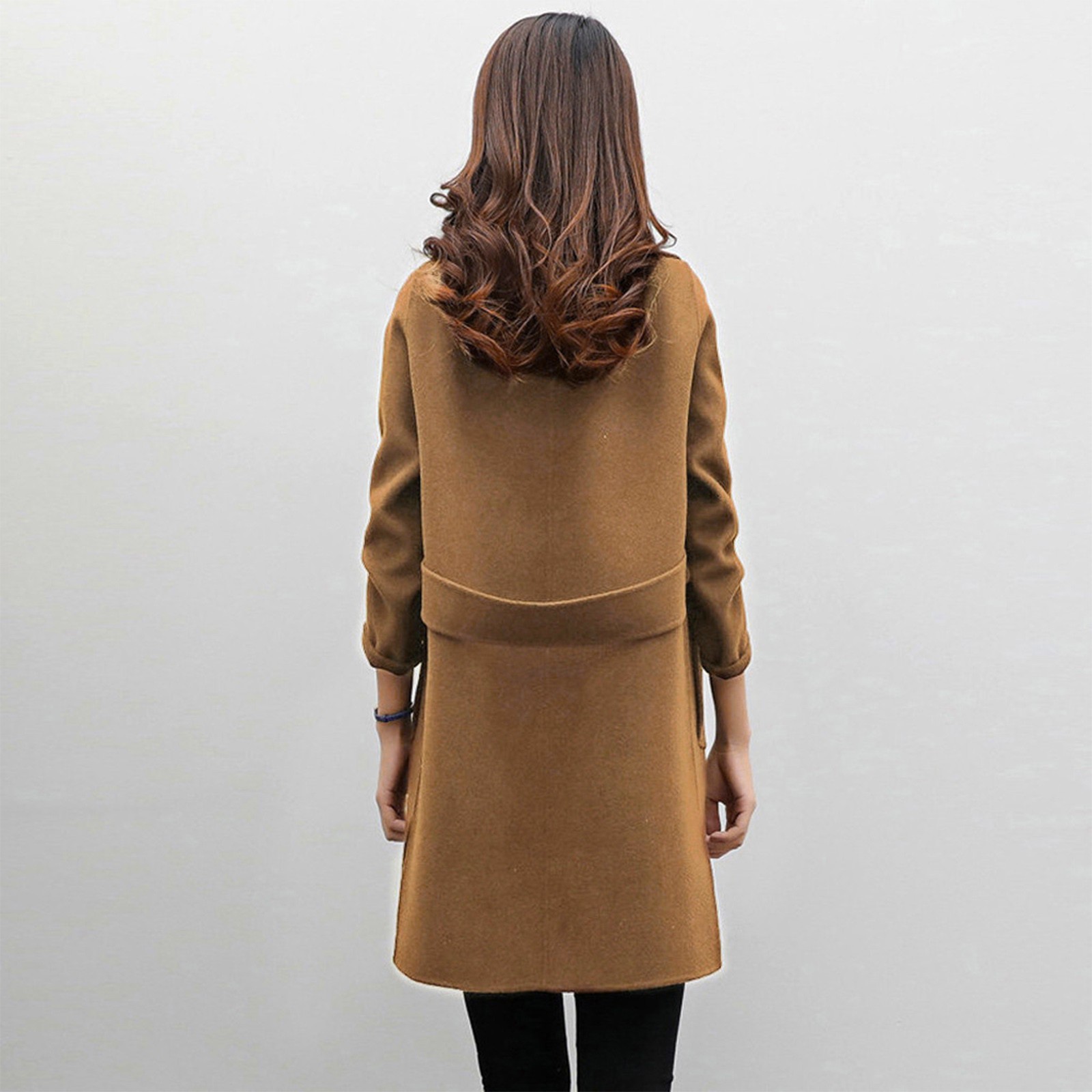 Foreign Trade Explosion 2022 Autumn And Winter New Coat Woolen Coat Women's Mid-length Cocoon Shaped Double Breasted Woolen Loose Slimming display picture 11