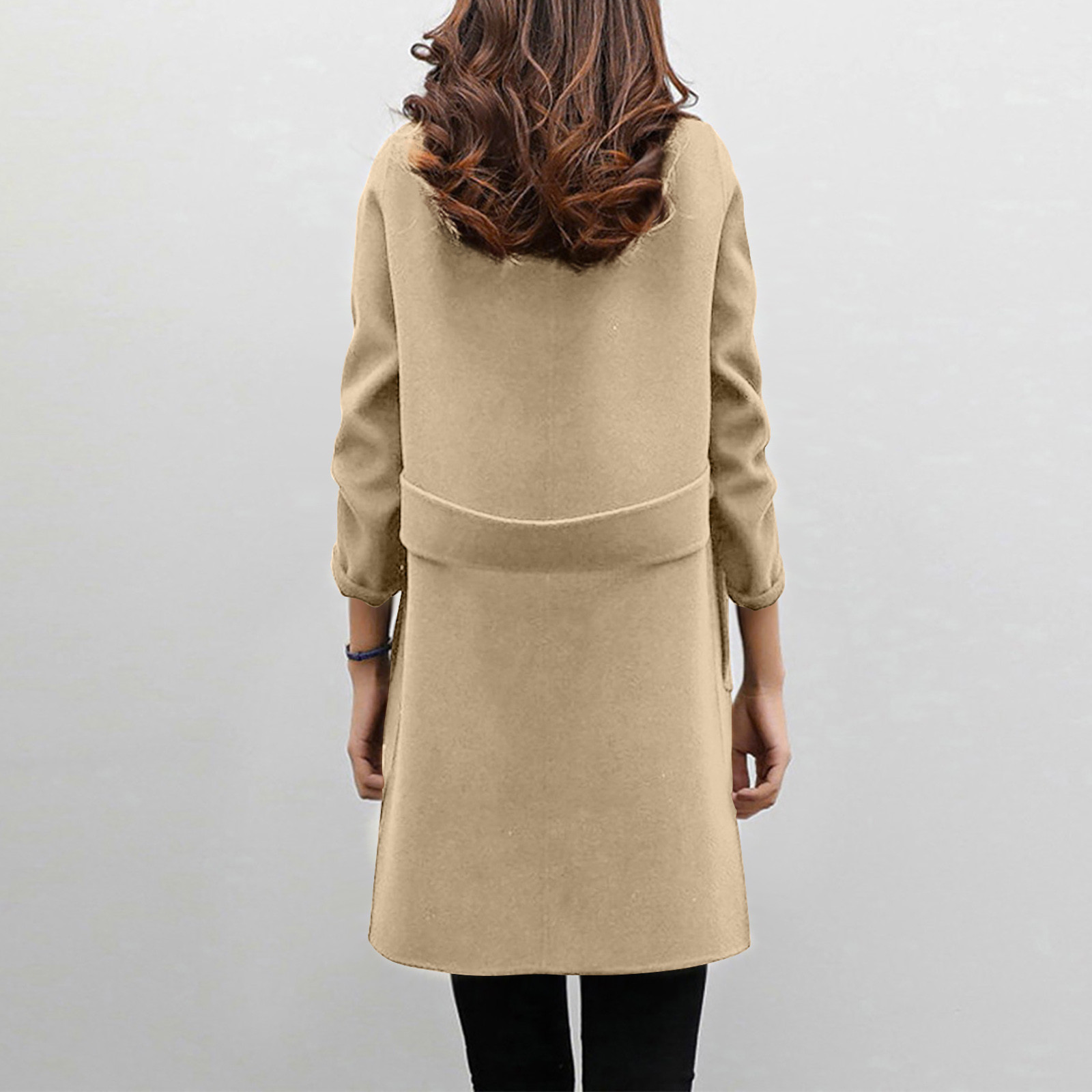 Foreign Trade Explosion 2022 Autumn And Winter New Coat Woolen Coat Women's Mid-length Cocoon Shaped Double Breasted Woolen Loose Slimming display picture 46