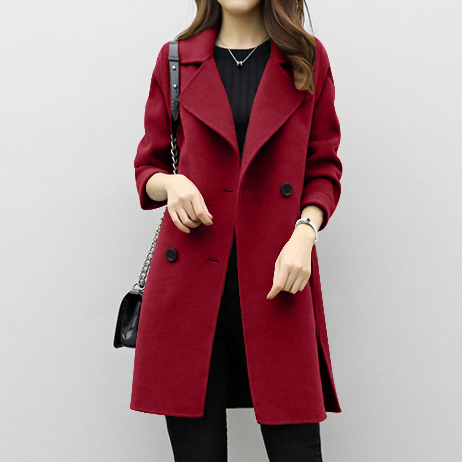 Foreign Trade Explosion 2022 Autumn And Winter New Coat Woolen Coat Women's Mid-length Cocoon Shaped Double Breasted Woolen Loose Slimming display picture 42