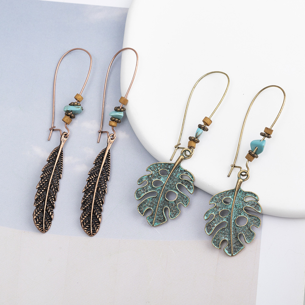 1 Pair Simple Style Leaf Plating Alloy Drop Earrings display picture 1