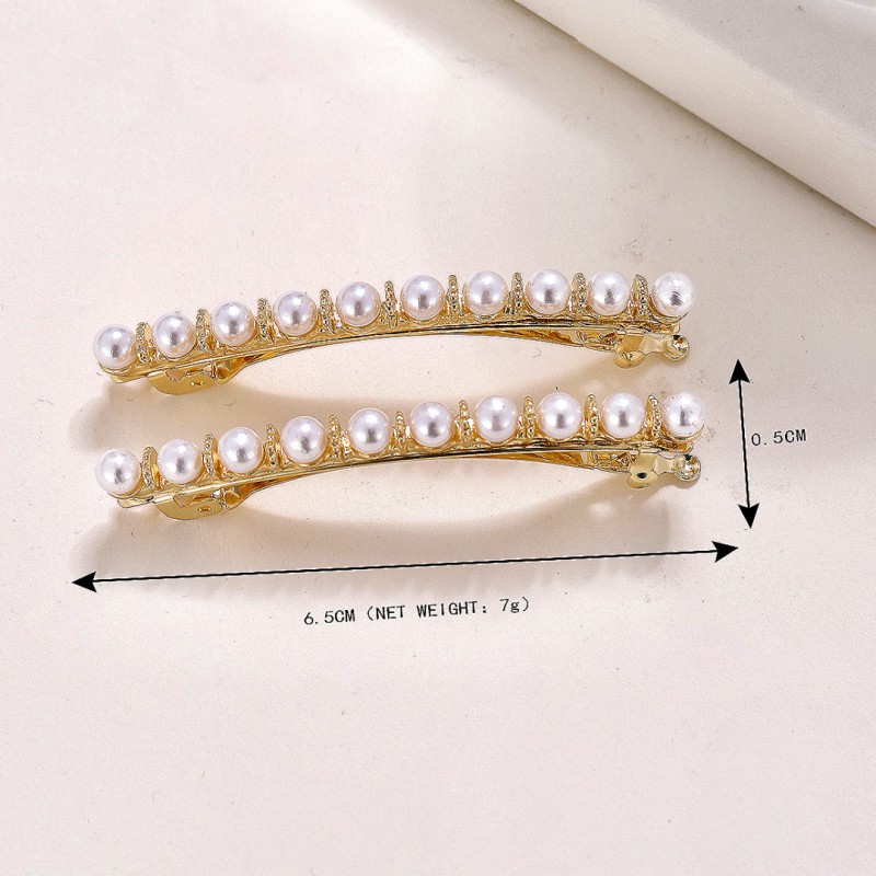 Women's Lady Solid Color Metal Inlaid Pearls Hair Clip display picture 1