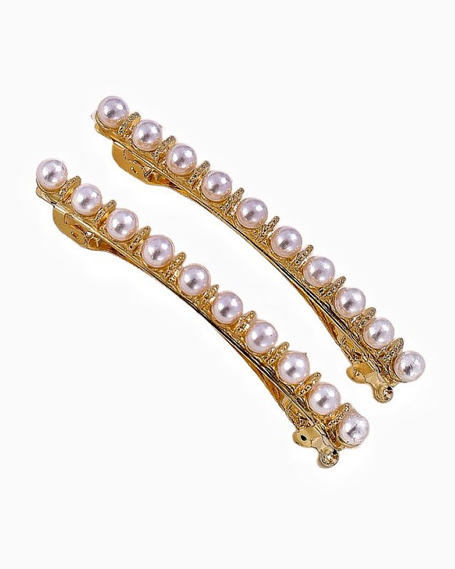 Women's Lady Solid Color Metal Inlaid Pearls Hair Clip display picture 4