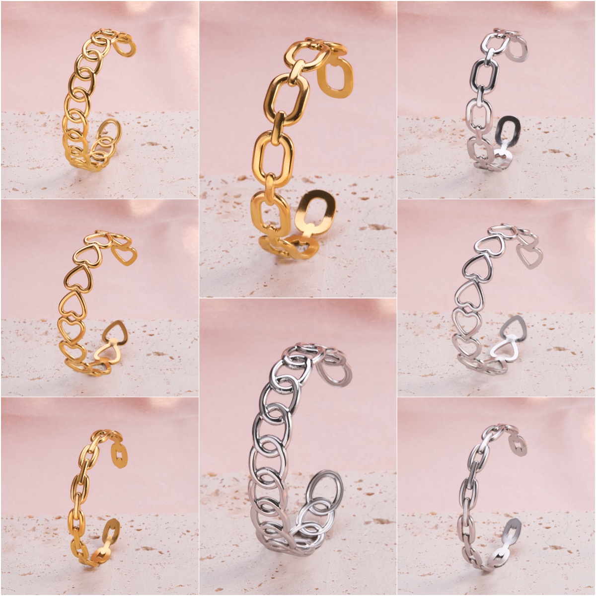 Casual Classic Style C Shape Lines Stainless Steel Plating Gold Plated Silver Plated Bangle display picture 1
