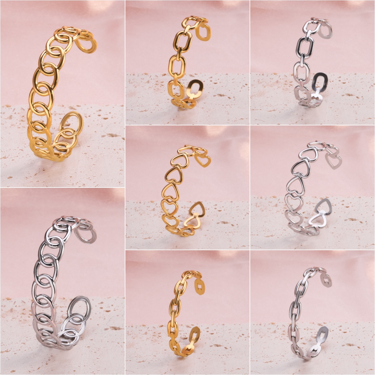 Casual Classic Style C Shape Lines Stainless Steel Plating Gold Plated Silver Plated Bangle display picture 2