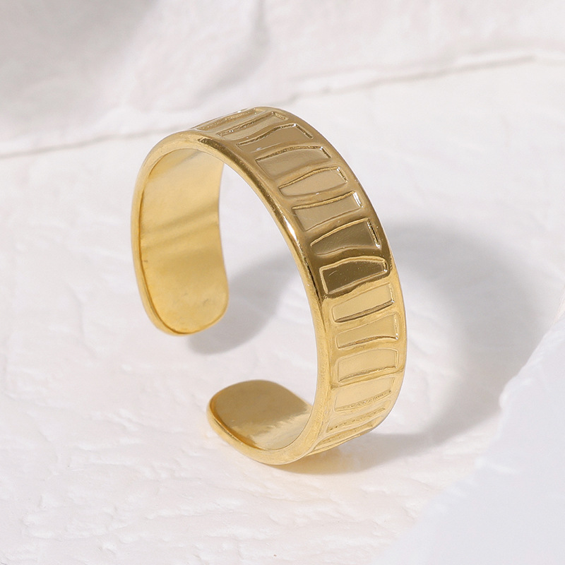 Edelstahl 304 18 Karat Vergoldet Einfacher Stil Überzug Einfarbig Offener Ring display picture 3