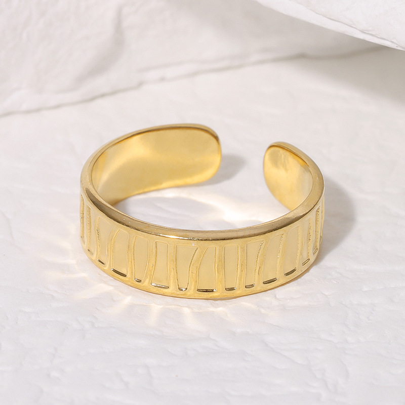 Edelstahl 304 18 Karat Vergoldet Einfacher Stil Überzug Einfarbig Offener Ring display picture 4