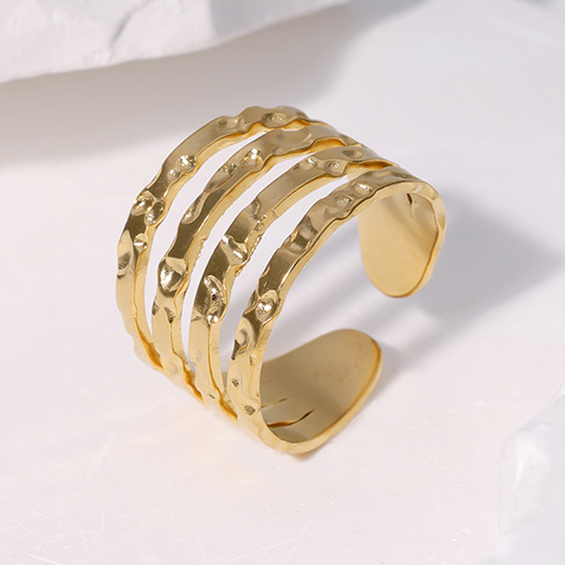 304 Stainless Steel 18K Gold Plated Classic Style Plating Geometric Open Rings display picture 3