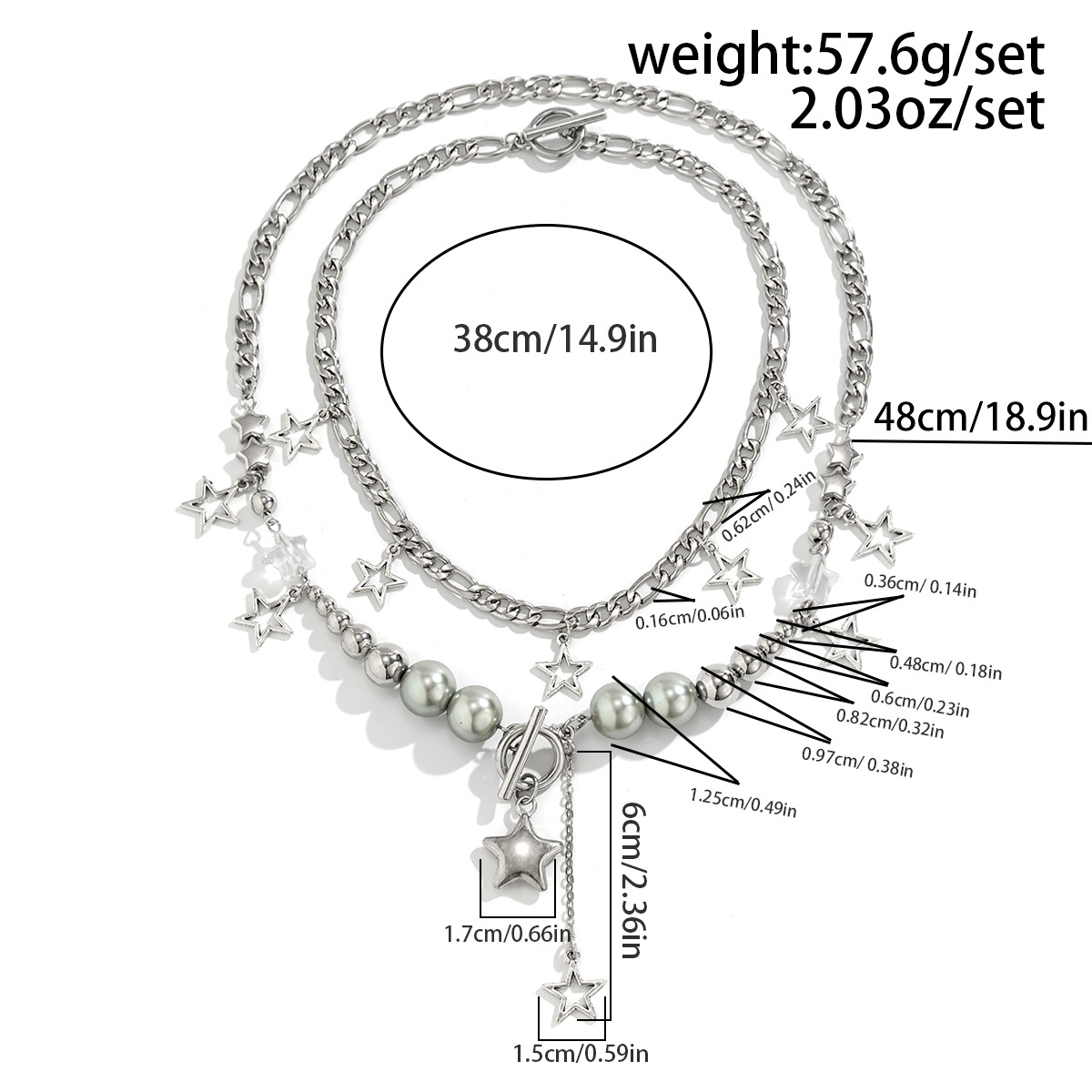 Großhandel Schmuck Einfacher Stil Pentagramm Legierung Eisen Kupfer Überzug Dreilagige Halskette display picture 4