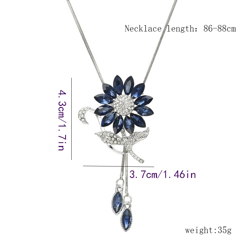 Lady Flower Alloy Glass Copper Plating Inlay Artificial Rhinestones Women's Sweater Chain display picture 1