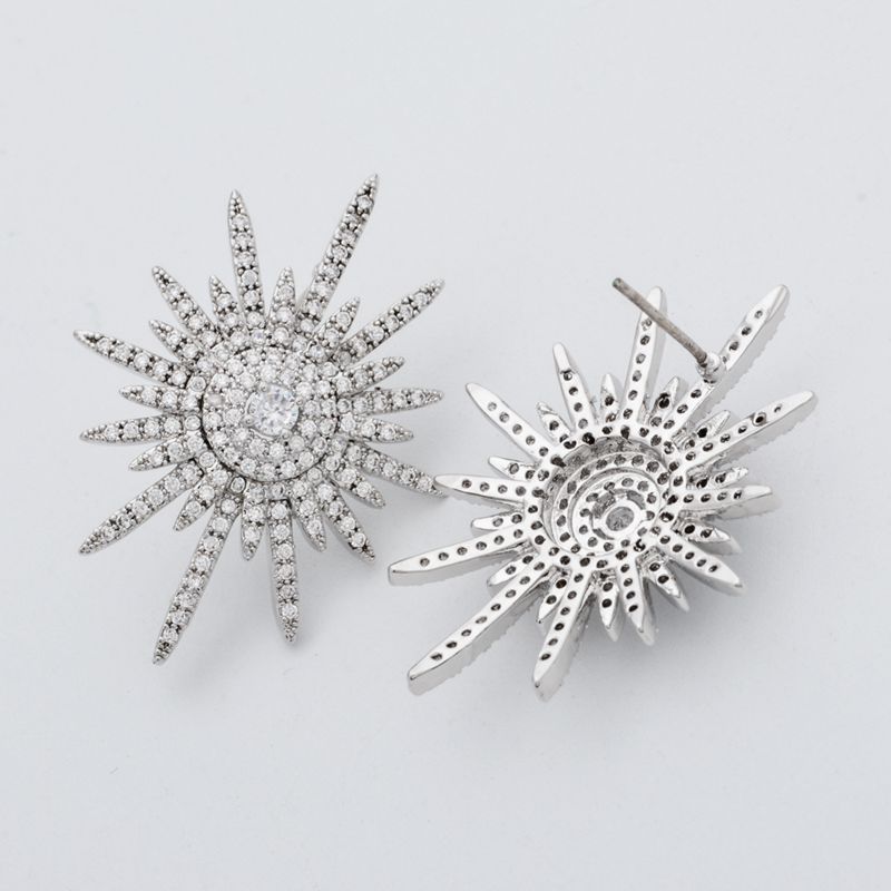 1 Pair Luxurious Sun Plating Inlay Copper Zircon White Gold Plated Ear Studs display picture 2