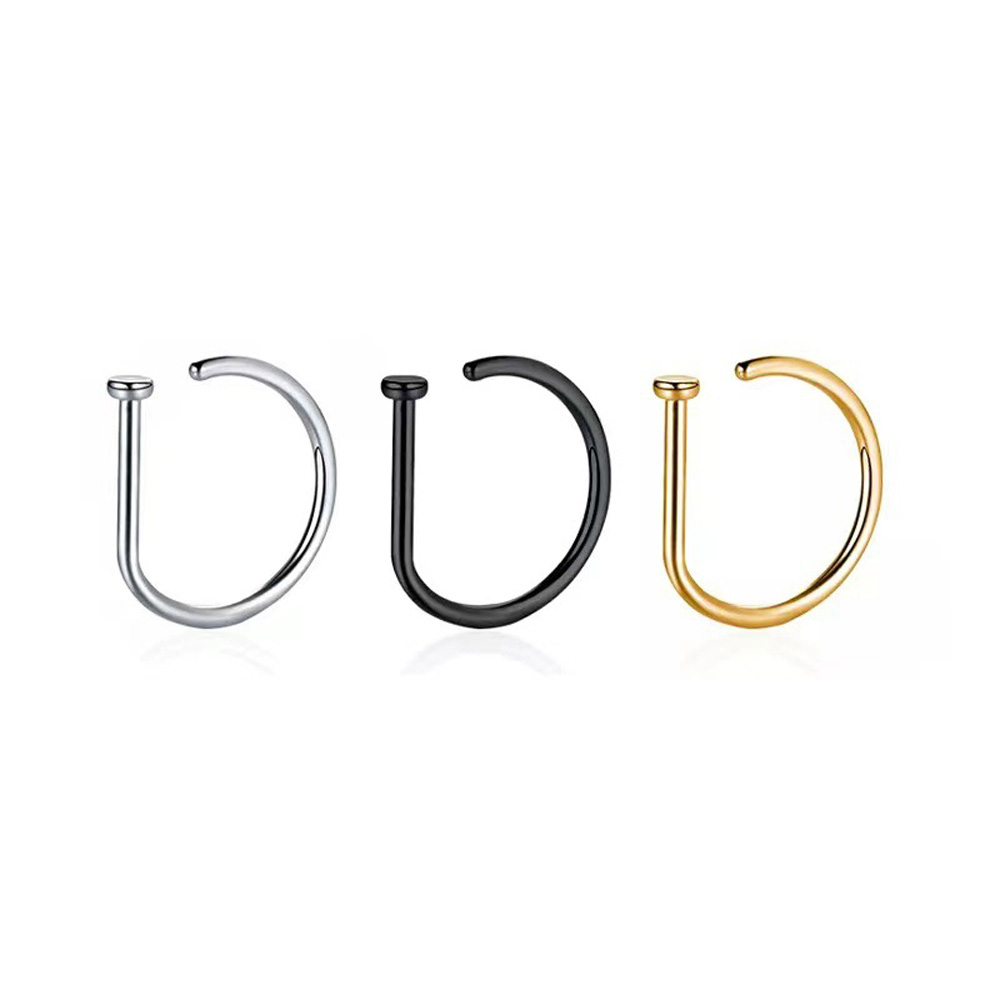 3 Pieces Nose Rings & Studs Simple Style Solid Color Stainless Steel Plating 18K Gold Plated display picture 2