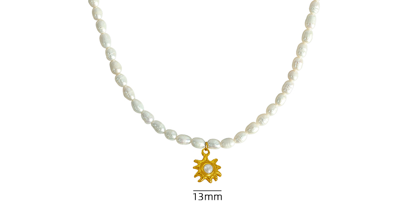 Elegant Cute Sun Freshwater Pearl Titanium Steel Plating 18k Gold Plated Pendant Necklace display picture 2